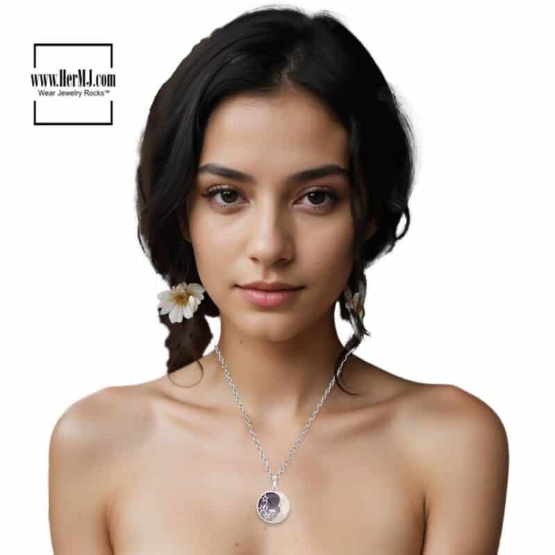 Amethyst Moon And Stars Moon Gemstone Pendant