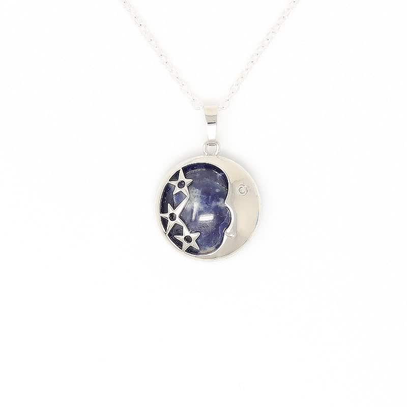 Sodalite Moon and Stars Pendant Necklace
