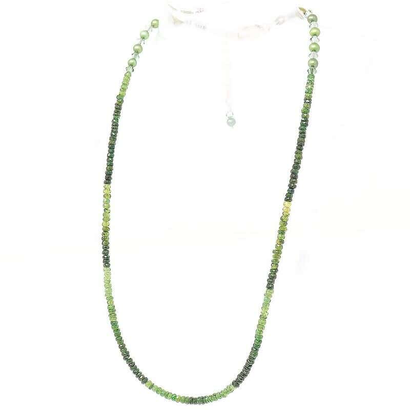 Green Tourmaline and Pearl Necklace