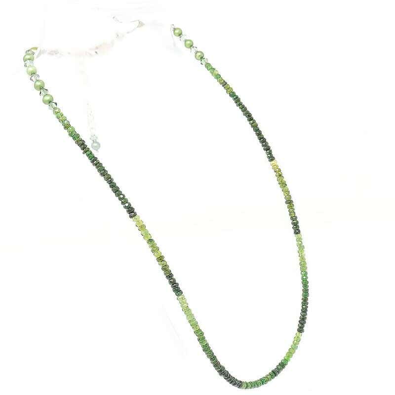 Green Tourmaline and Pearl Necklace