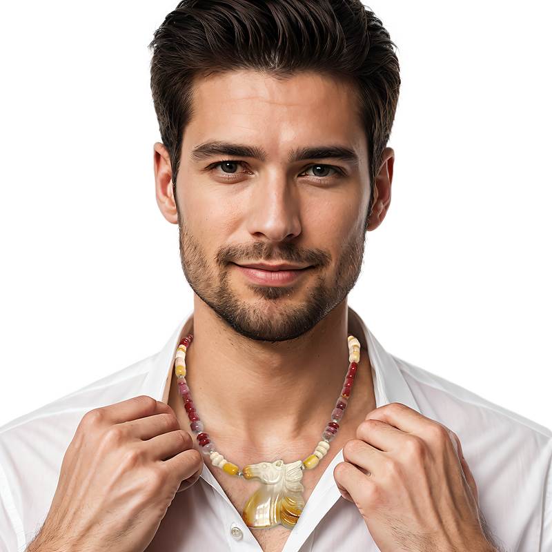 Necklace Length For Men - Fable Mookaite Statement Necklace - HerMJ Model