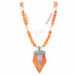 Red Agate Crystal Pendant Necklace - B - Center