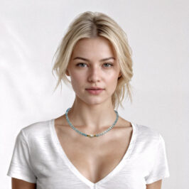Pearl And Aquamarine Necklace - HerMJ Lifestyle Model
