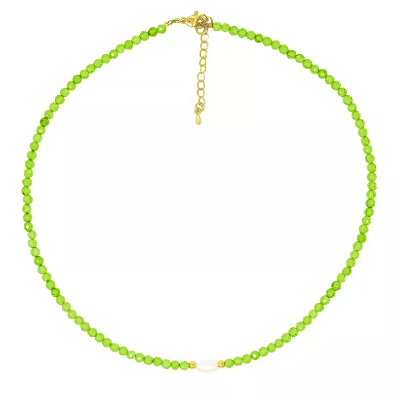 Peridot And Pearl Fusion Necklace