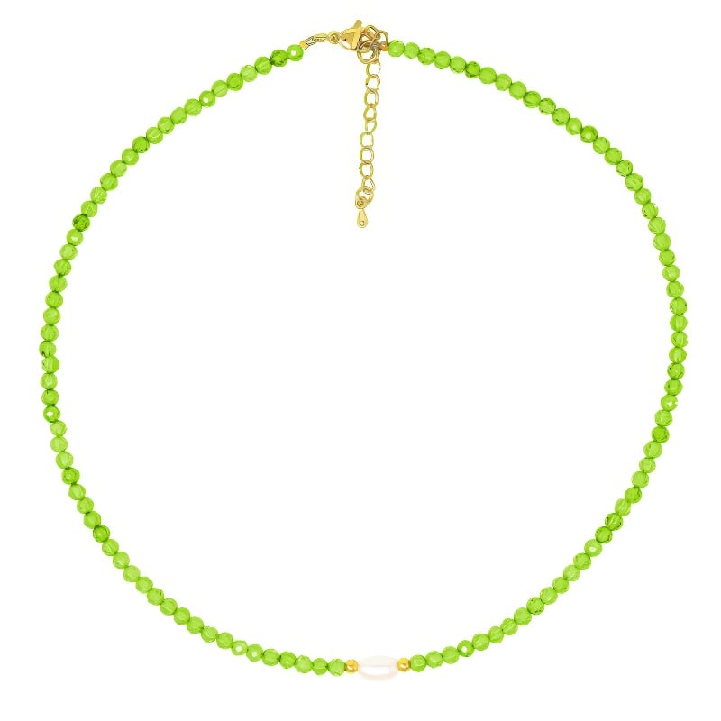 Peridot And Pearl Fusion Necklace