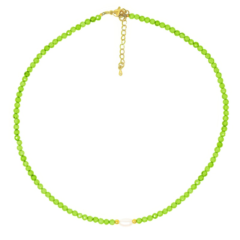 Peridot And Pearl Fusion Necklace