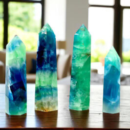 Blue and green fluorite gemstone set, handcrafted featuring high-quality naturally vibrant gemstones, perfect for elegant jewelry collectors and home decor.