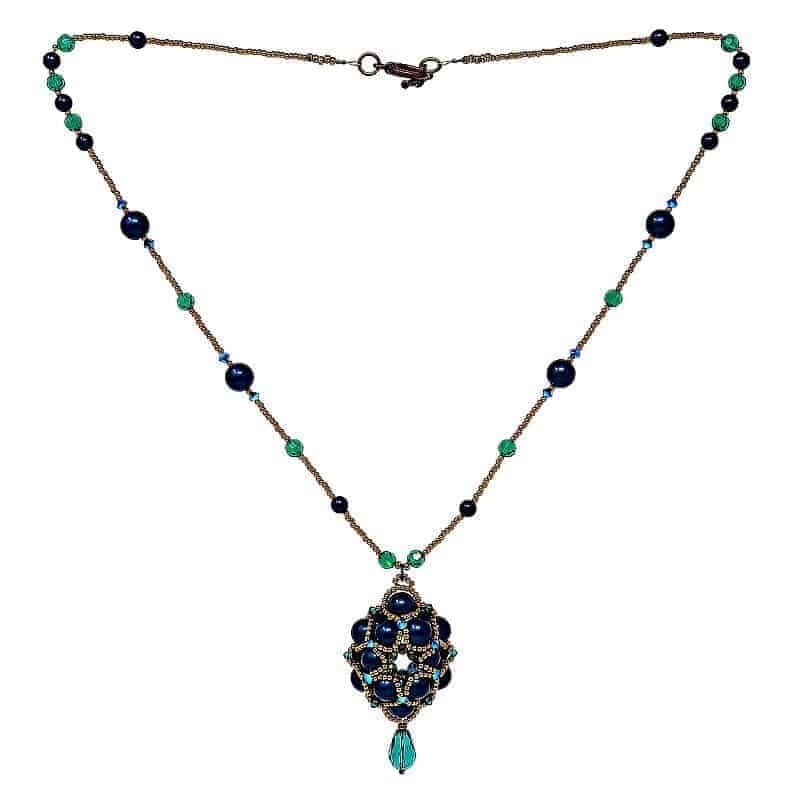 Majestic Green Handmade Glass Pearl Necklace