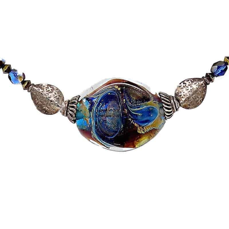Blue-Daydream-Glass-Sculpture-Necklace-pendant Blue Daydream Sterling Silver Necklace
