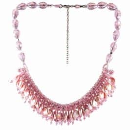 Pink Pearl and Euro Crystal Necklace