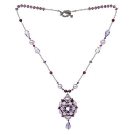 Brilliant Lavender Handmade Glass Pearl Necklace