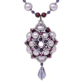 Brilliant Lavender Handmade Glass Pearl Necklace Pendant