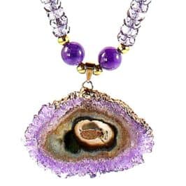 Pendant Mwclis Stalactite Amethyst