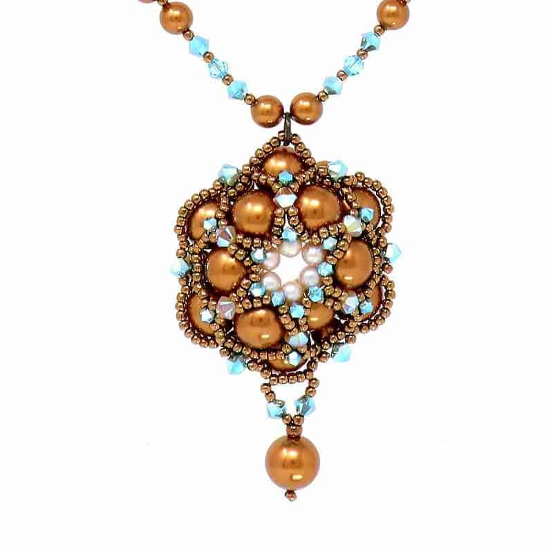 Olympia Bronze Handmade Glass Pearl Necklace Pendant