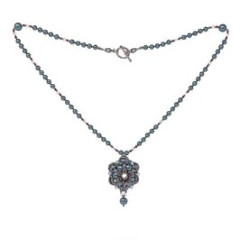 Elegant Gray Handmade Glass Pearl Necklace