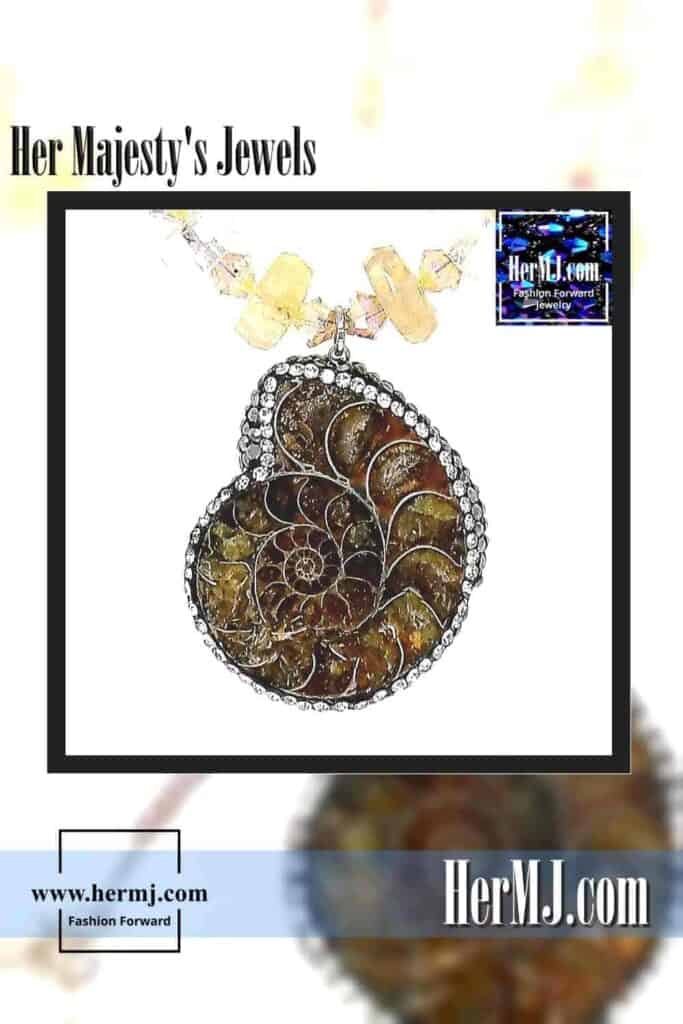 Citrine Ammonite Fossil Necklace