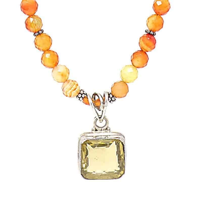 Carnelian-and-Lemon-Quartz-Necklace-pendant Carnelian and Lemon Quartz Necklace-Pendant