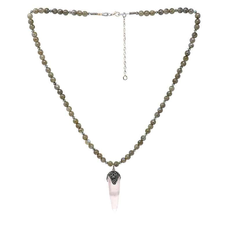 Spire Rose Quartz and Labradorite Necklace