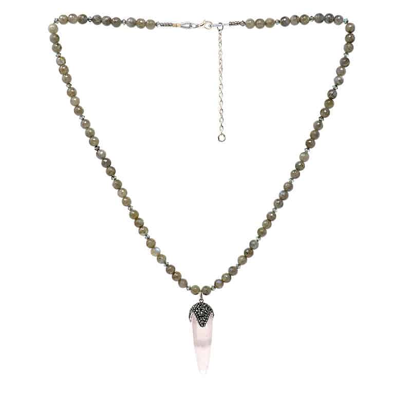 Spire Rose Quartz and Labradorite Necklace