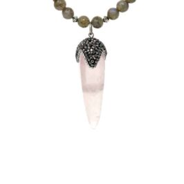 Spire Rose Quartz and Labradorite Necklace - pendant
