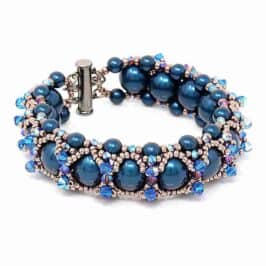Faux Blue Pearl and Crystal Bracelet
