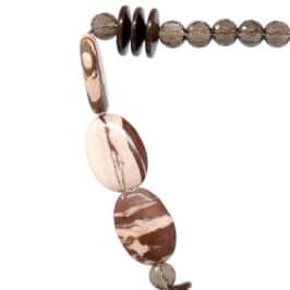 Zebra Jasper gyda Chwarts Mwg a Phren - manylion