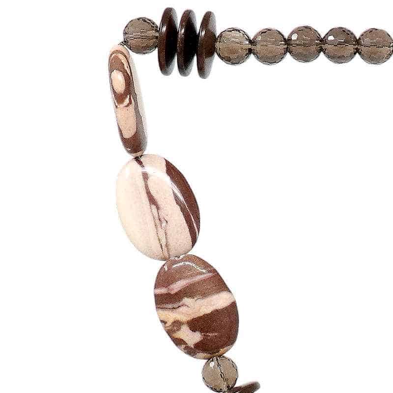 Zebra Jasper with Smoky Quartz and Wood - detail Zebra Jasper with Smoky Quartz and Wood - detail