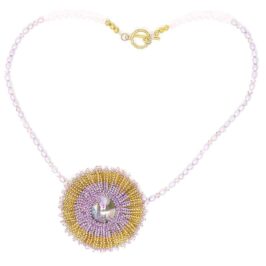 Sunflower Pendant Pearl Necklace