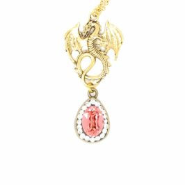 Rose Crystal Dragon Necklace - (Pendant)