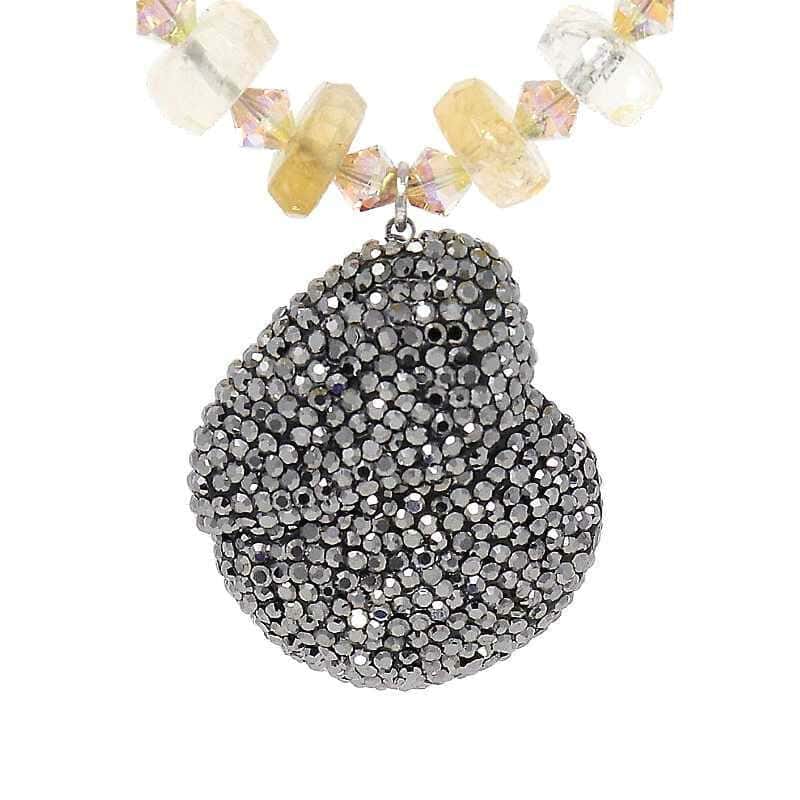 Citrine Ammonite Necklace - pendant (back) Citrine Ammonite Necklace