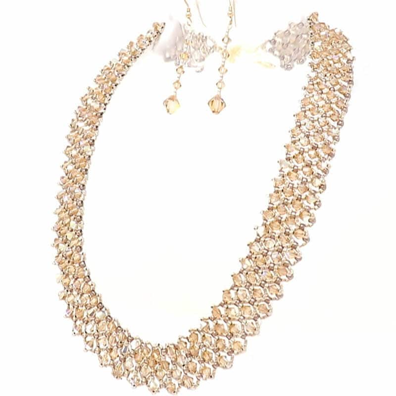 Topaz Crystal Necklace and Earrings Set