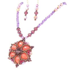 Cherry Quartz Gemstone Amethyst Necklace Set