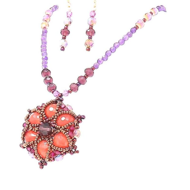 Cherry Quartz Amethyst Necklace Set