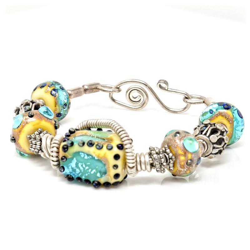 Sterling Silver Art Glass Bracelet
