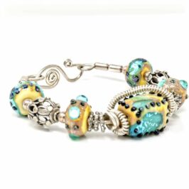 Sterling Silver Art Glass Bracelet