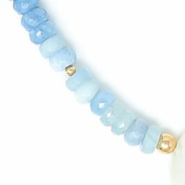 Rainbow Moonstone Aquamarine Gold Pendant Necklace - Gemstones