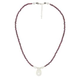 Rainbow Moonstone Garnet Pendant Necklace