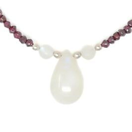 Rainbow Moonstone Garnet Pendant Necklace - Pendant