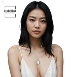 Opalite Moon and Stars Gemstone Pendant Necklace Model