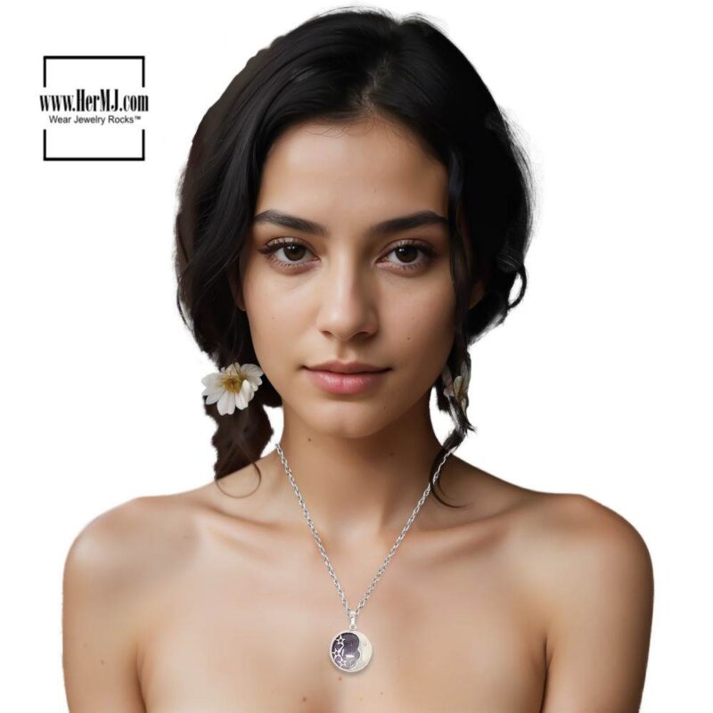 Amethyst Moon And Stars Moon Gemstone Pendant