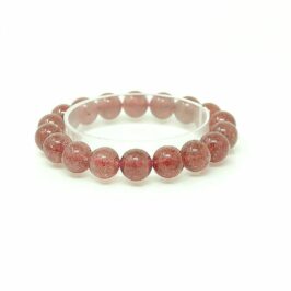Rich Strawberry Quartz Gemstone Bracelet featuring round polished stones, perfect for enhancing beauty and positive energy, handcrafted jewelry by HerMJ Gemstone Jewelry.