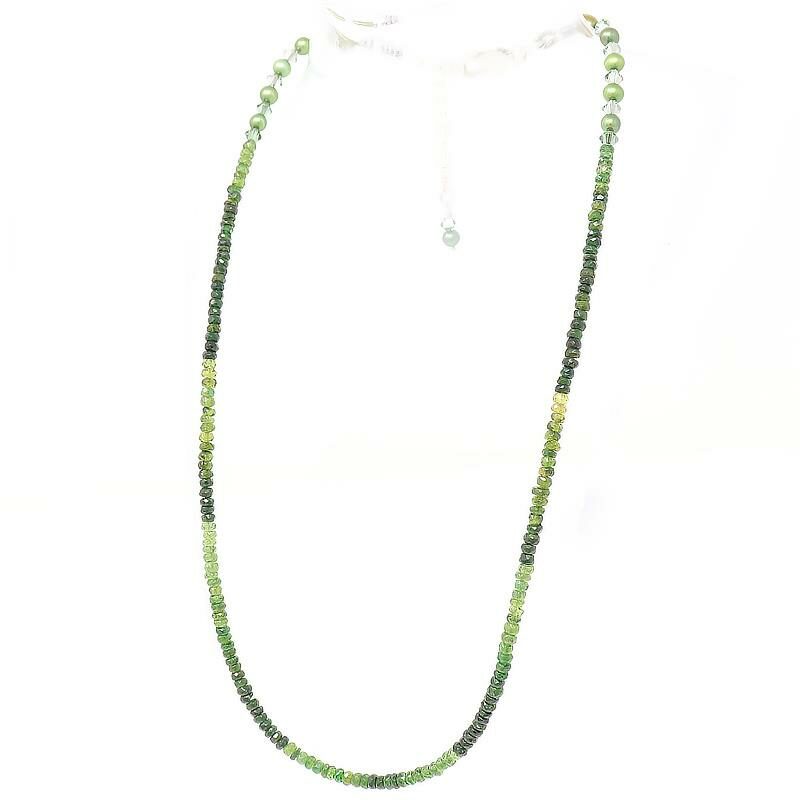 Green Tourmaline and Pearl Necklace