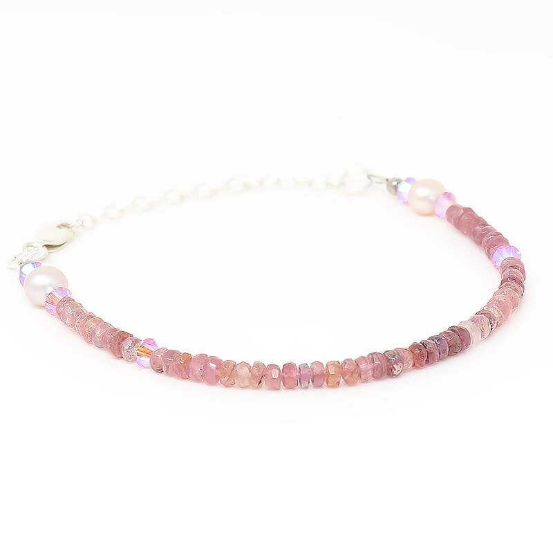 Pink Tourmaline and Pearl Bracelet