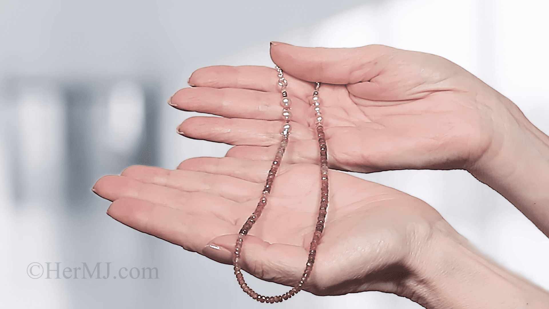 Pink Tourmaline and Pearl Necklace - Lifestyle