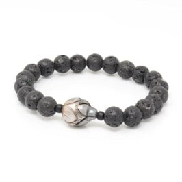 Black Lava Stone Tahitian Pearl Bracelet - Left