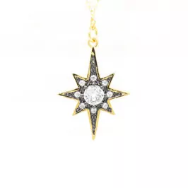 Celestial Star Gold Pendant Necklace - Front Detail