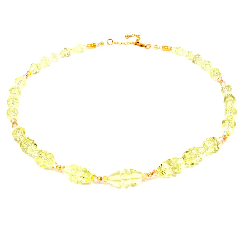 Lemon Quartz Gemstone Crystal Necklace