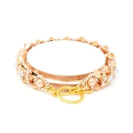 Rose Gold Pearl Crystal Bracelet - Side A - Back