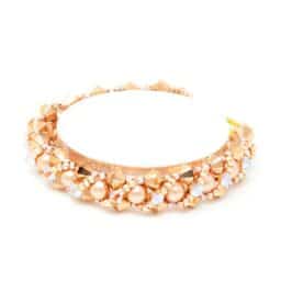 Rose Gold Pearl Crystal Bracelet - Side A - Right