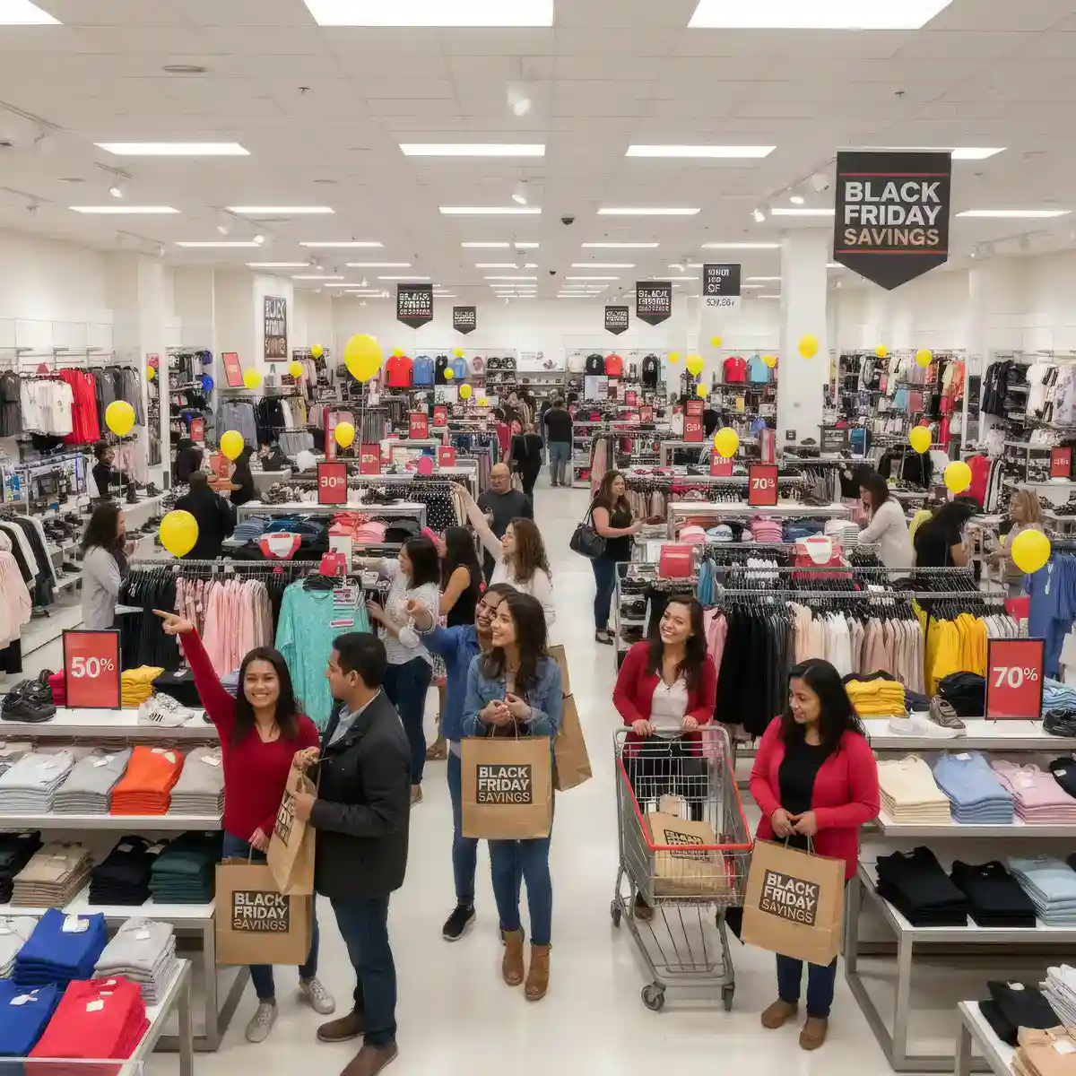 Black Friday Origin - Shown: Retail Shoppers Enjoying A Black Friday Sales Event Origin of Black Friday - Shown: Retail Shoppers Enjoying A Black Friday Sales Event